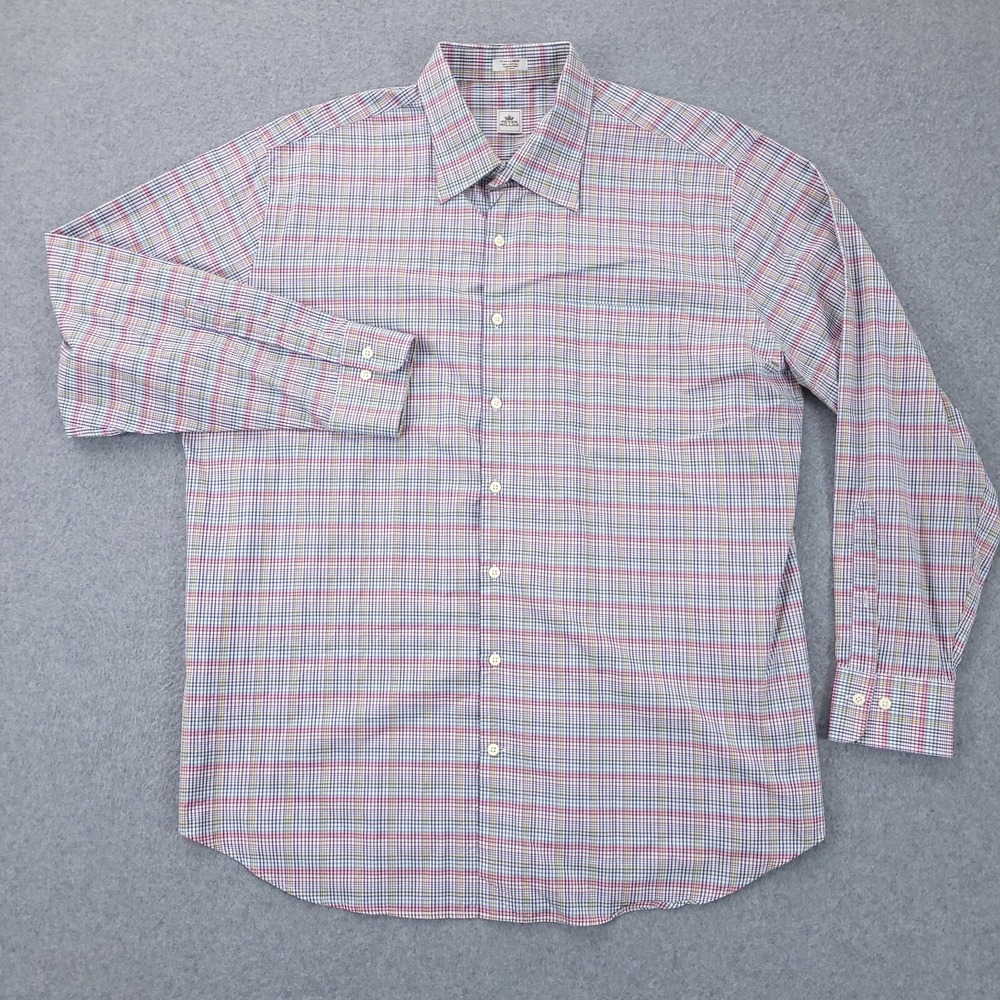 Peter Millar Button Up Shirt XL Long Sleeve Multicolor Plaid Cotton Mens